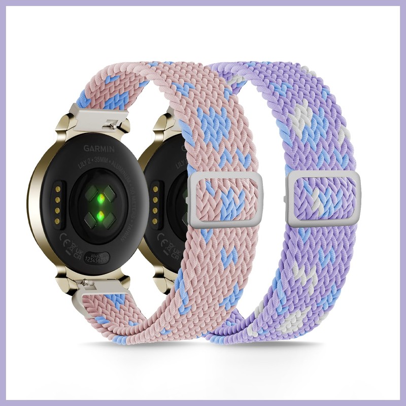 2 Pack Braid Nylon Bands Compatible with Garmin Lily 2,