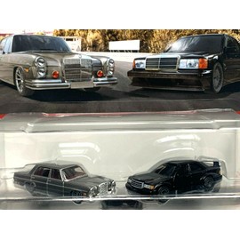 DieCast Hot Wheels '72 Mercedess-Benz 280 Sel 4.5 +190E 2.5-16, Car Culture Premium Paquete de 2 (escala 1:64) Negro