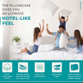 Feather & Stitch 100% Cotton 2 Piece King Pillow Cases, 300TC Ultra-Soft Pillowcases with Envelope Closure, Wrinkle- Fade- Stain Resistant - 20x40 inches (King/Pillowcase, Lavender)