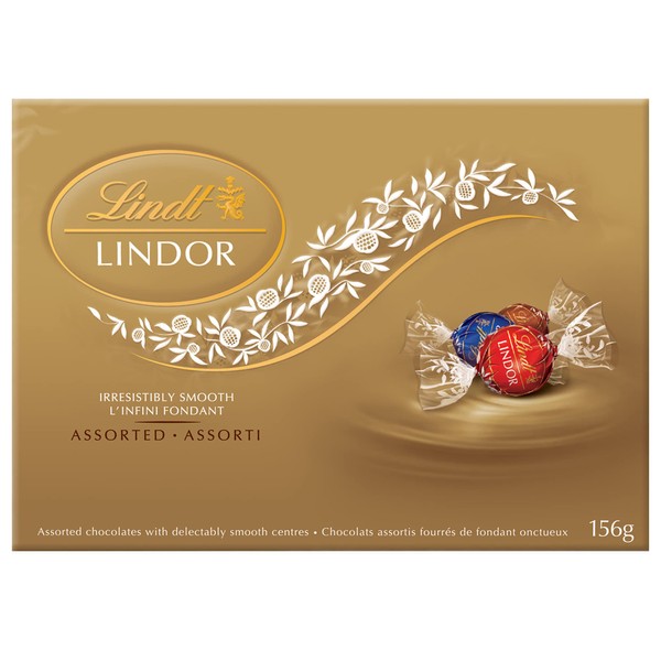Lindt LINDOR Assorted Milk and Dark Chocolate Truffles, 156-Gram Box