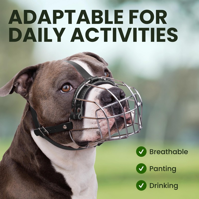 BRONZEDOG Pitbull Dog Muzzle Breathable Metal Basket for Large Dogs