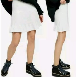 Free People Skirt Womens Medium Solid Gold Ribbed Knit Mini Sweater Ivory White