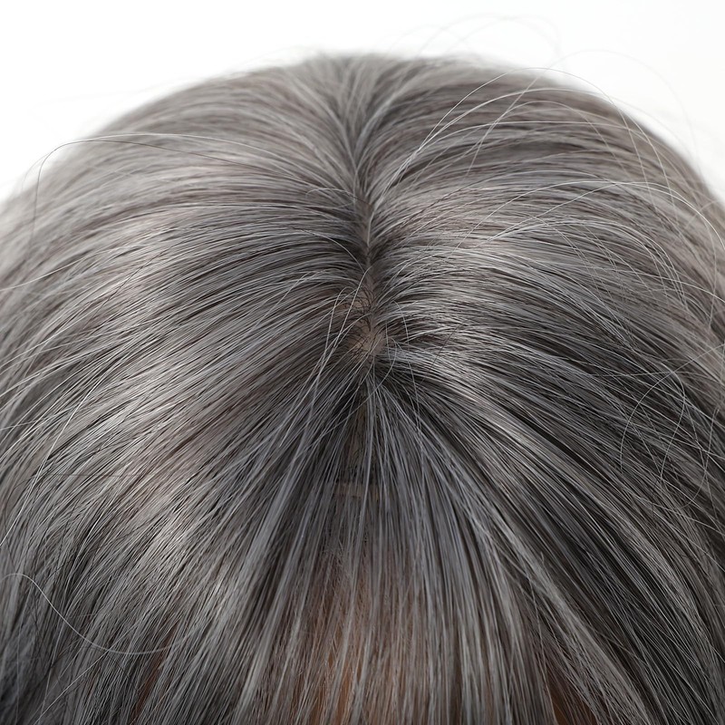 Short Grey Wavy Wigs for Women Natural Synthetic Wig with