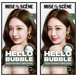 Mise-en-scène Hello Bubble Hair Dye, Ash Khaki Brown, 2 pcs / 미쟝센 헬로 버블 염색제, 애쉬카키브라운, 2개