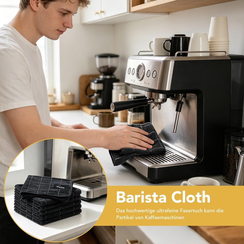 VIVOTE Microfibre Cloth Black Dish Cloths for Washing Up Cleaning