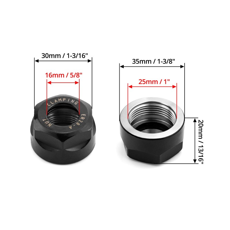 QWORK ER20 A Collet Clamping Nuts for CNC Milling Chuck