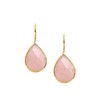 Gempires Rose Quartz Pear Shaped Teardrop Crystal Earrings, Bezel Earring,