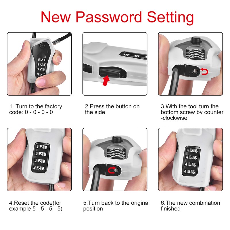 GIYO Anti theft 4-Digit Password Zinc Alloy Lock Steel Cable