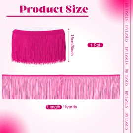 Suncalla 10 Yards 6 Inch Chainette Fringe Trim Tassel Sewing Trim for Costumes, Dance Dresses, Latin Dresses, Lamp Shades Decoration, DIY Crafts(Rose Red)