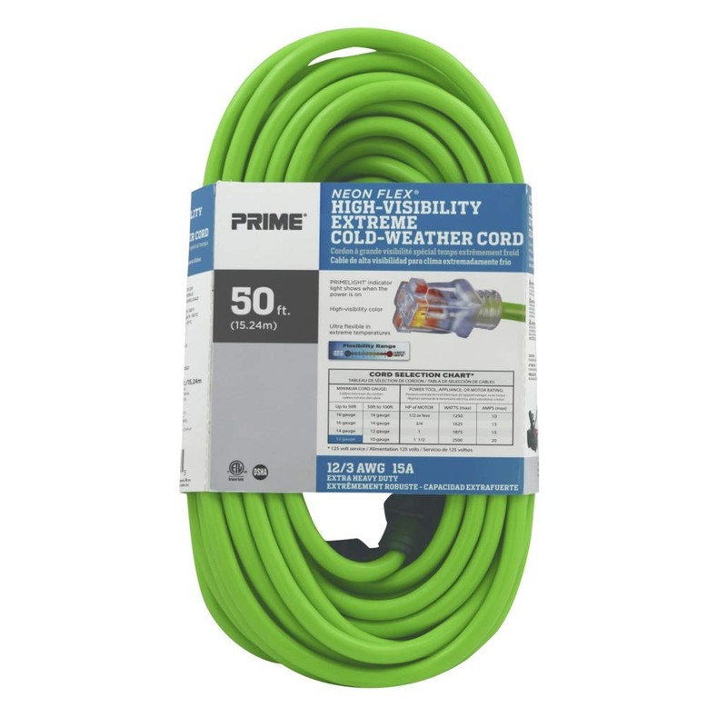 Prime NS512830 50-Foot 12/3 SJTW Flex High Visibility Extra Heavy