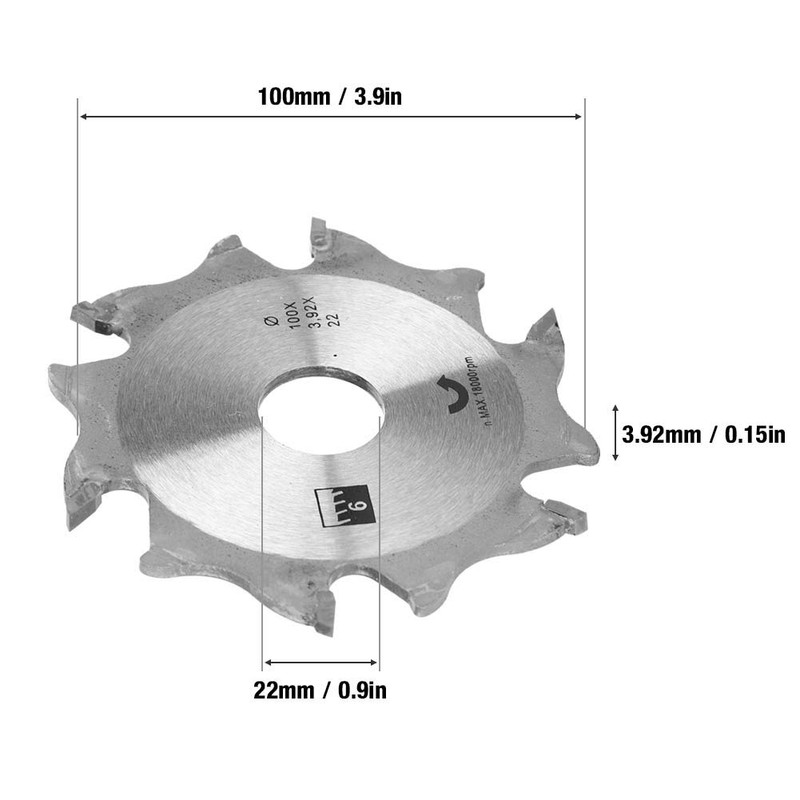 Fafeicy Carbide Biscuit Joiner Blade 100mm 4-Inch 8 Teeth 18000rpm