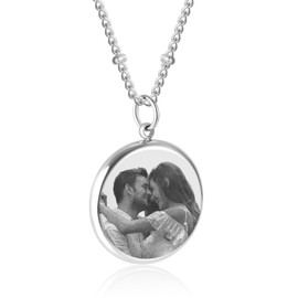 Personalisierte Kette mit Foto-Gravur | Kette mit Bild in Roségold, Gold oder Silber | Fotogeschenke personalisiert für Frauen | Foto Kette als Geschenk für jeden Anlass