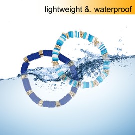 MIIIM Blue Clay Bead Bracelet Kit, Heishi Beads, Flat Clay Beads and Gold Spacer Beads for Jewelry Making, Friendship Bracelet Beads Kit for Crafts, Concert, Raves, Gifts