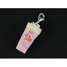 Miniblings Popcorn Pop Corn Bag Charm Pop Corn White Red – Handmade Fashion Jewellery I Silver Plated Pendant Charm Bracelet – Pendant for Bracelet, Metal Cotton, No Gemstone