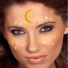 Tattoo Stickers, 5pcs Facial Metallic Shiny Temporary Tattoo Sticker Waterproof Gold Body Tattoo Sticker for Women Girl Makeup Dancer Beach Festivals Parties Music Festival Facial Art Sticker