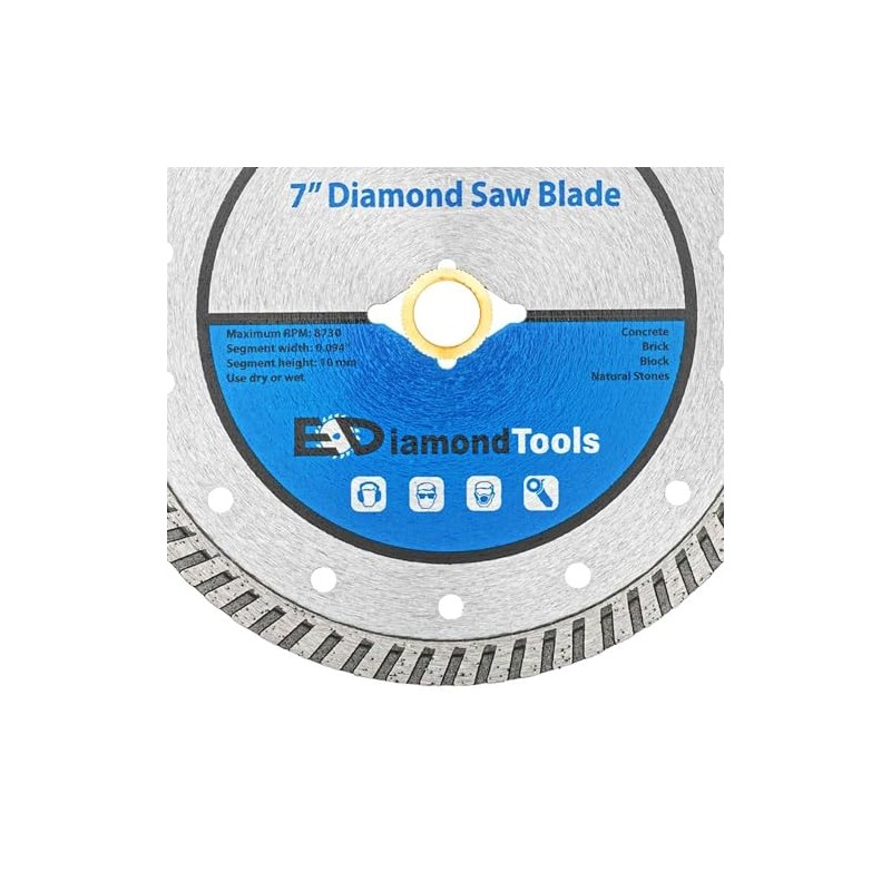 7" Turbo Diamond Saw Blade for Concrete, Brick, Block and