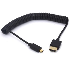 Tomost Coiled Micro HDMI to HDMI Cable, HDMI Male to Micro HDMI Male Adapter Lead Support 1080P 4K 3D for Hero, Sony A6500/A7, Camera (1.2 meter)