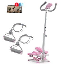 Sunny Health & Fitness Smart Stepper Stair Climber Exercise Machine for Home with Handlebar and Resistance Bands, Compact Space Saving Connected Fitness with SunnyFit App - SF-S023056