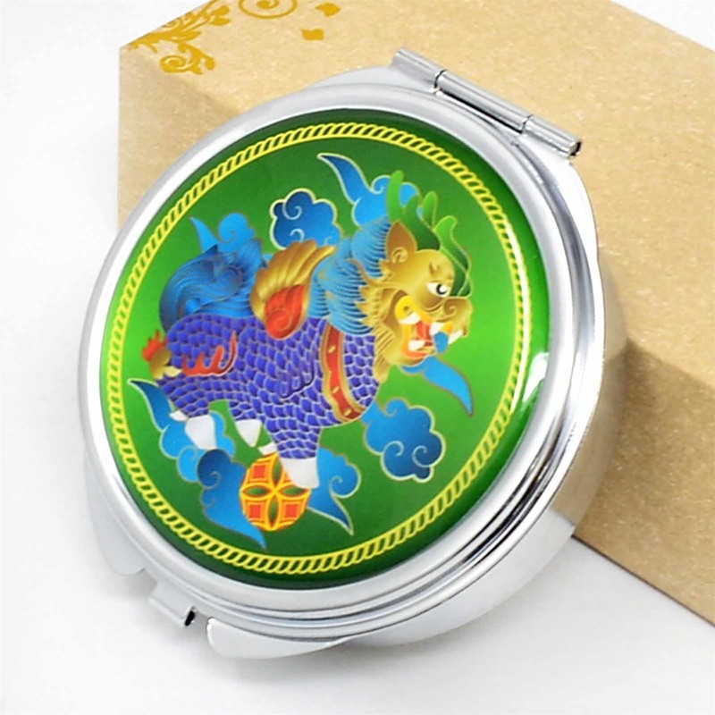 Feng Shui 3 Cells Abundance Pill Boxes Portable Mirror with
