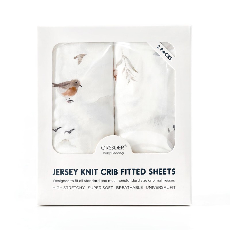 Stretch Ultra Soft Jersey Knit Fitted Crib Sheets Set 2