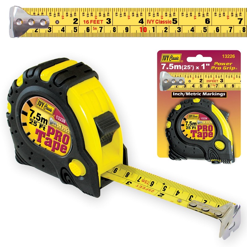IVY Classic 13226 7.5m/25' x 1" Pro Measuring Tape (Metric/Inch),