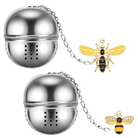 2Pcs Stainless Steel Mesh Tea Infuser, 2.1 inch Tea Infuser Ball with Cute Honey Bee Pendant,Tea Strainer Tea Diffuser Tea Steeper for Filtering Tea,Tea Infusers for Loose Tea