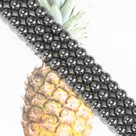 Natural Black Hematite Gemstone Beads for Jewelry Making Hematite Stone Cross for Bracelets Making Rosary Making Supplies (8mm)