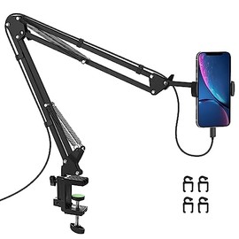 Soporte de teléfono para escritorio, soporte de teléfono para cama con clip de abrazadera ajustable, soporte flexible para teléfono, soporte perezoso,