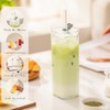 KEMORELA 6 Sets Glass Cups with Lids & Straws, Square