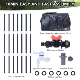 Rihogar 100 Gallon Rain Barrel - Portable Rain Water Collection Barrel - Large Collapsible Water Storage Tank with Spigot Overflow Kit, Black