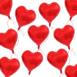iMVK 17 Inch Red Heart Mylar Balloons, 10pcs Big Foil Balloons for Wedding Baby Shower Valentine's Day Party Decorations