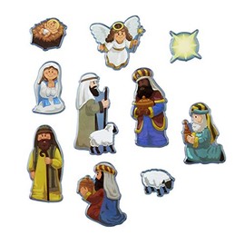 Autom Christmas Nativity Scene Puffy Stickers Sheet, 6 Inch, Pack of 36