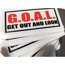 Goal 4" x 2" Mirror Stickers for semi Trucks Cars Automotive OSHA diesels- Get Out and Look - Safety Labels - Printed in The USA - UV Protected (20)
