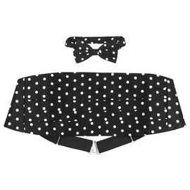 Cumberbund & BowTie BLACK w/WHITE POLKA DOTS Men's Cummerbund Bow Tie Set
