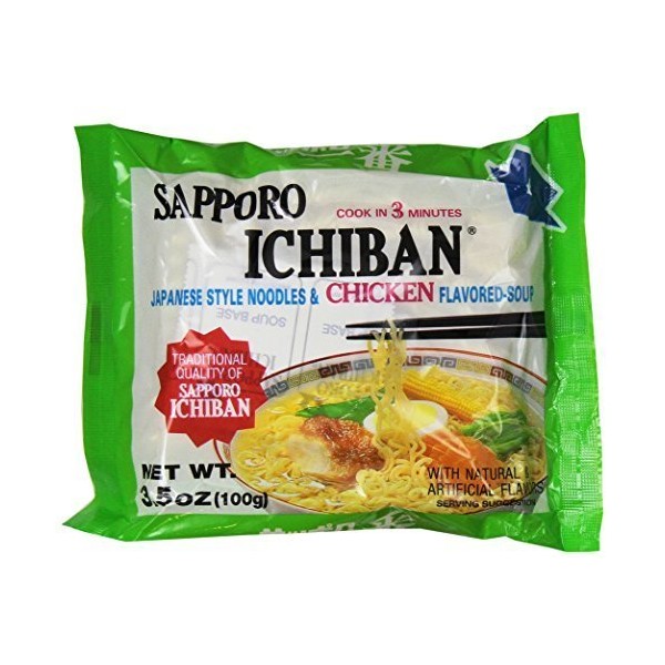 Sapporo Ichiban Japanese Style Noodles and Chicken Flavored Soup, 3.5-Ounce (Pack of 8) by SAPPORO