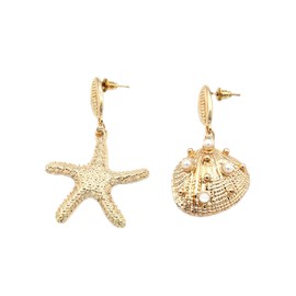 MALOYANVE Starfish Earrings for Women Unique 14K Gold Plated Boho Sea Shell Conch Starfish Dangle Drop Earrings Beach Ocean Summer Jewelry Gifts (Starfish Shell)