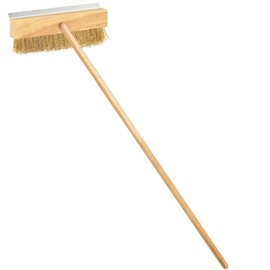 LRUI Pizza Oven Brush with Scraper,41-Inch Long Wood Handle Brass Bristles,Outdoor Pizza Oven Brush