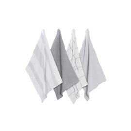 Olivia Rocco 4 Pack Tea Towel Kitchen Tea Towels Cotton Absorbent Long Lasting Catering Bar Dish Towel Cloth, Silver