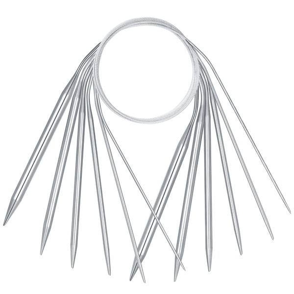 6 Piece Circular Knitting Needles Set, Stainless Steel 80 cm