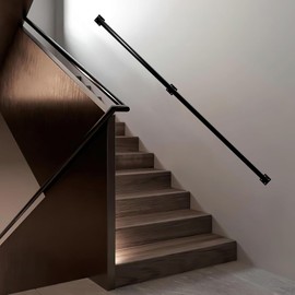 Gorssen 30 cm Handrail for Stairs Indoor Outdoor Grab Bars Tubular Hand Foot Railing Safety Railing Door Handle Stair Railing Holder with Brackets - Complete Set - Black