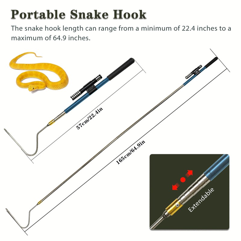 Wamlet 22"~64" Snake Grabber Hook Reptile Rattle Series Pick-up Handling