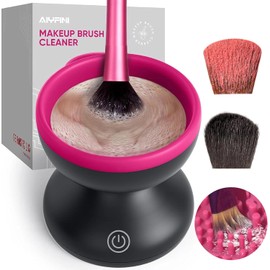 Alyfini - Máquina limpiadora de brochas de maquillaje eléctrica, portátil, automática, USB, herramientas limpiadoras de brochas de maquillaje de belleza de todos los tamaños, color negro