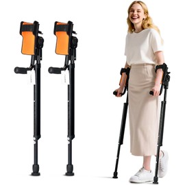 Adjustable Forearm Crutches for Adults – 10-Level Height Ergonomic Arm Crutches, Adjustable Hook & Loop Strap, Foldable Crutches for Leg&Surgery Recovery, Sports Injuries or Daily Use (1 Pair)