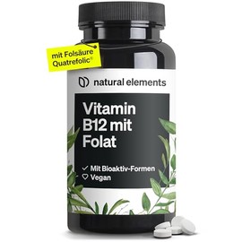 Vitamin B12 - 180 vegan tablets for 6 months - 500µg Vit B12 and 200µg folic acid per daily dose - highly dosed, without unnecessary additives - produced & laboratory tested in Germany