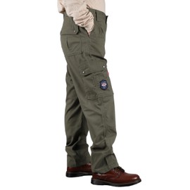 BOCOMAL FR Pants for Men Cargo Flame Resistant Pants(2112&CAT2) 100% C 7.5oz Utility Fire Resistant Pants Bottle Green