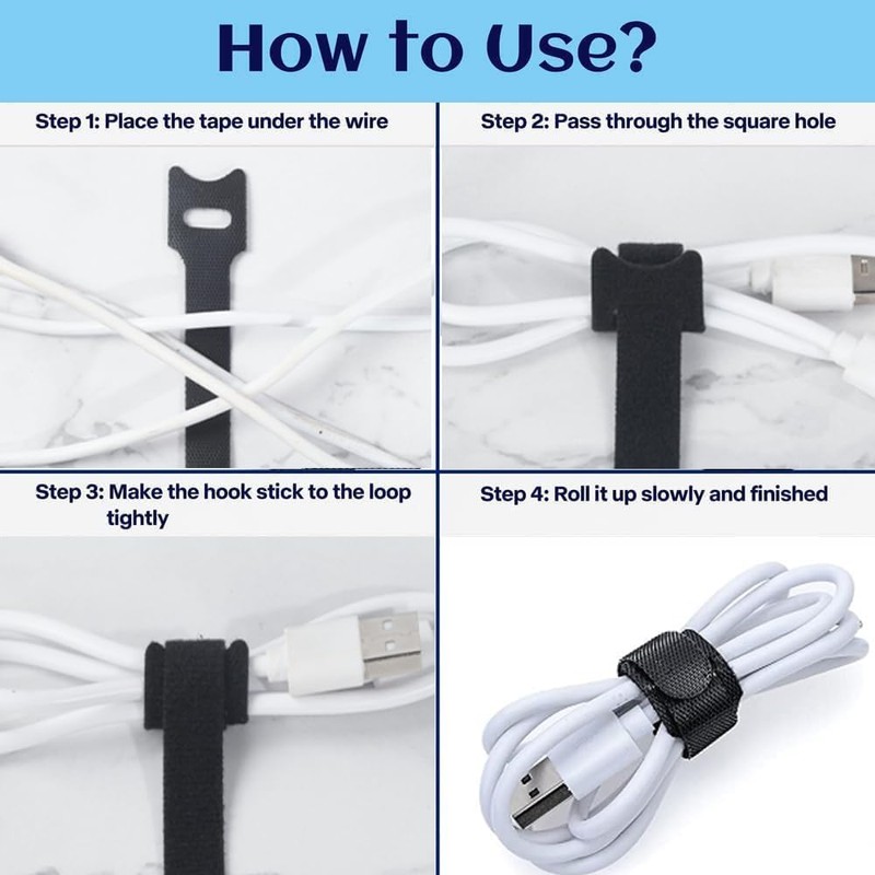 (100Pack- 8inch) Longer Reusable Cable Ties|Cable Tie|H HOME-MART Cable Straps