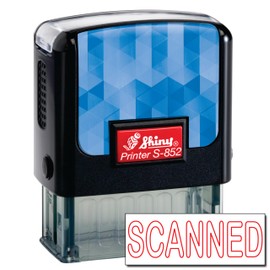 Shiny Scanned Stamp Self Inking Rubber Stamp, 1/2" by 1-1/2" Impression Area, Red Ink, Refillable