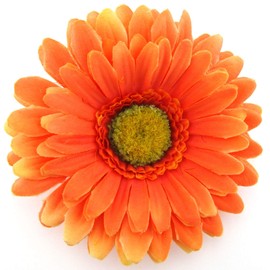 4 inch Variegated Orange Gerbera Daisy Silk Flower Brooch Pin with Locking Bale