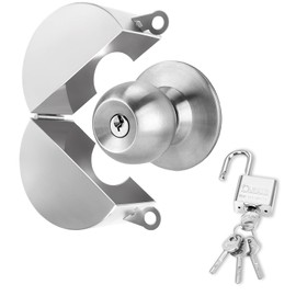 simarro Door Knob Lock Out Device, Door Handle Lock Cover with Padlock and Keys, Prevents Turning of Door Knob and Entering Keyholes for Covering Door Handles Faucets Valves(Silver)