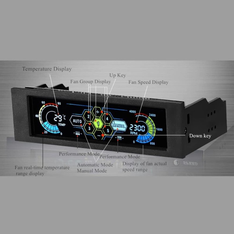 5-Fans Speed Computer Fan Controller CPU Temperature Sensor PC Cooling